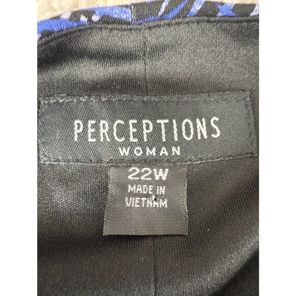 Perceptions Plus Size 22W Abstract Midi Shift Dress Blue Sleeveless Scoop Neck - Picture 6 of 9